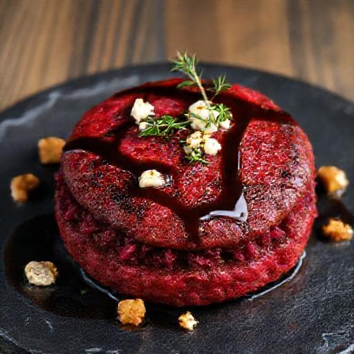 Rødbeteburger med Valnøtter og Geitost