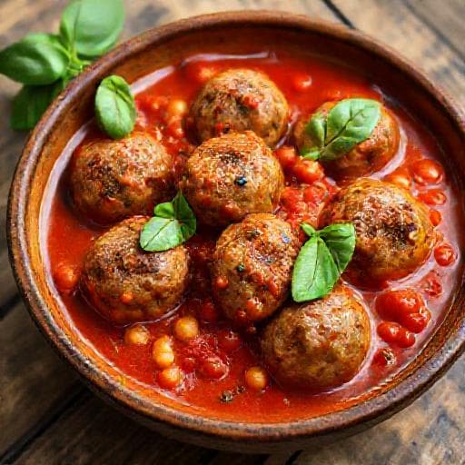 Klassiske Vegetarboller i Tomatsaus