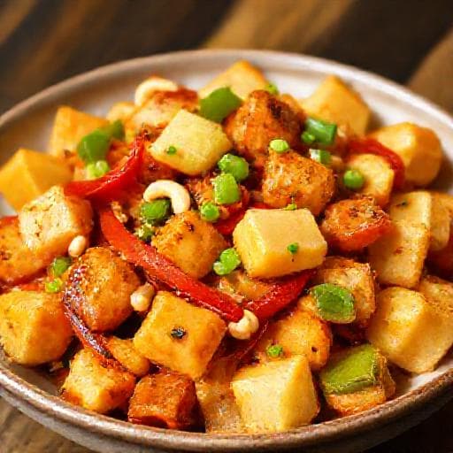 Kung Pao Tofu med Ananas og Cashewnøtter