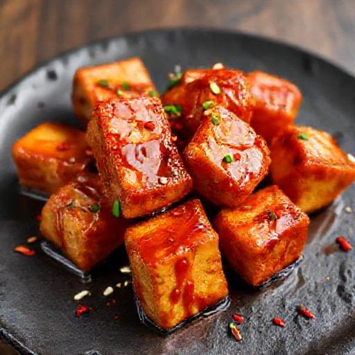 Krydret Tofu med Sriracha og Lønnesirup