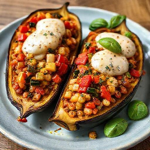 Enkel Fylt Aubergine med Grønnsaker
