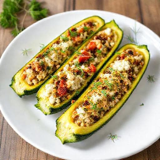 Enkel fylt squash med feta og urter