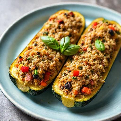 Fylt squash med middelhavsgrønnsaker og quinoa