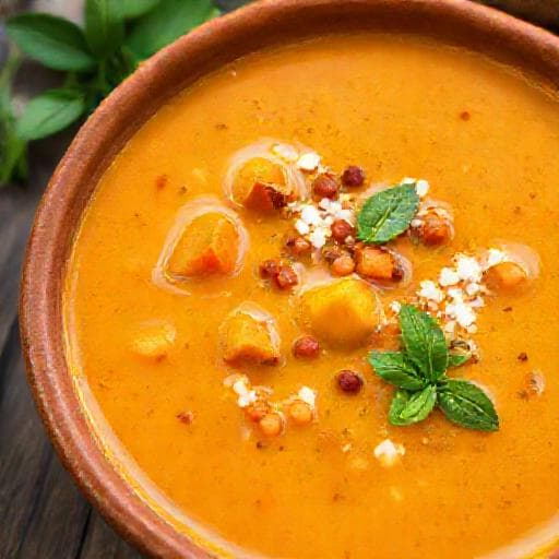 Vegetarisk Mulligatawny med Søtpotet og Kokos