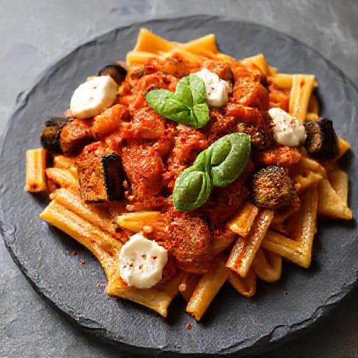 Pasta alla Norma med Ricotta og Chili