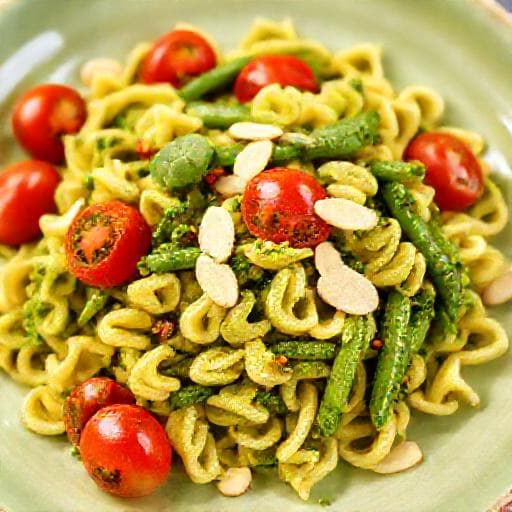 Pasta Primavera med Pesto og Cherrytomater