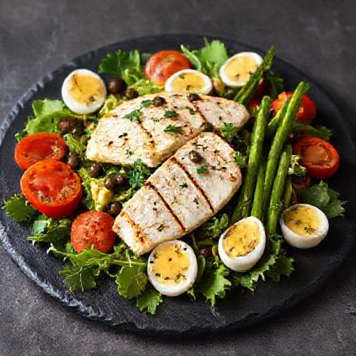 Salade Niçoise med Grillet Fisk og Artisjokkhjerter