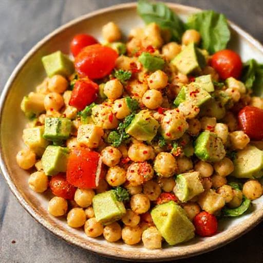 Kikertsalat med Avokado og Krydret Vinaigrette