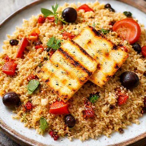 Orzosalat med Middelhavssmaker og Grillet Halloumi