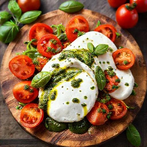 Rask Burratasalat med Cherrytomater og Pesto