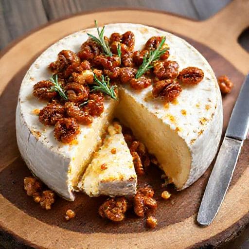 Klassisk bakt brie med honningglaserte nøtter