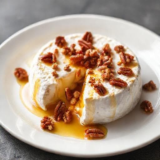 Rask bakt brie med honning og pekannøtter