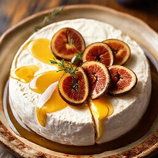 Bakt brie med fikener, honning og timian