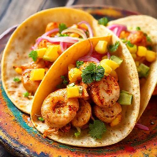 Kreativ Shanghai-taco med Reker og Mango