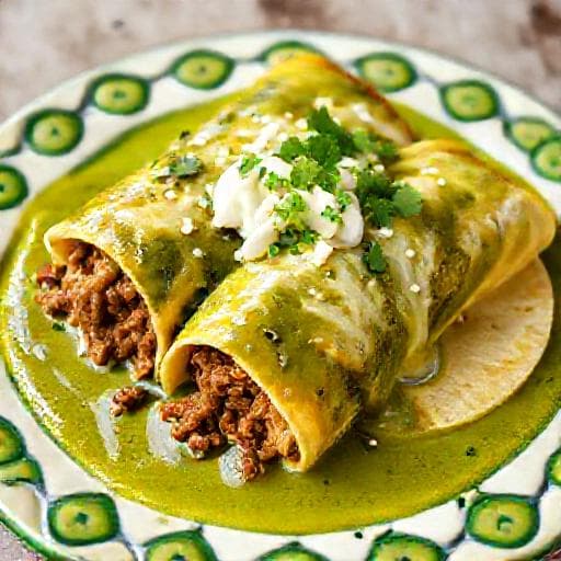 Enchiladas Verdes med Storfekjøtt