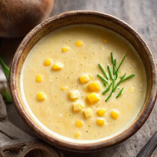 Klassisk Kremet Mais- og Purreløksuppe