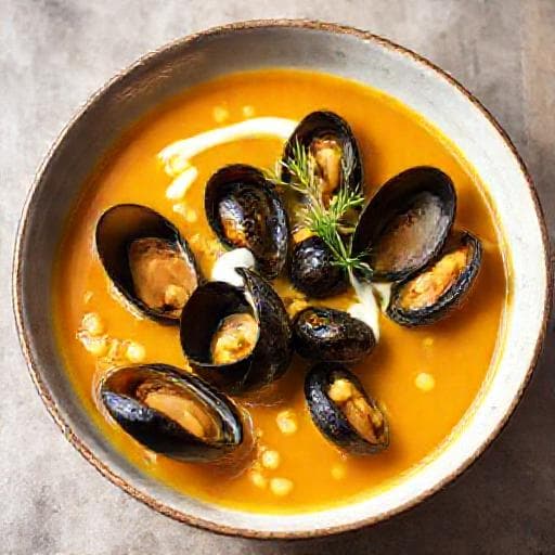 Blåskjellsuppe med Saffron og Fennikel