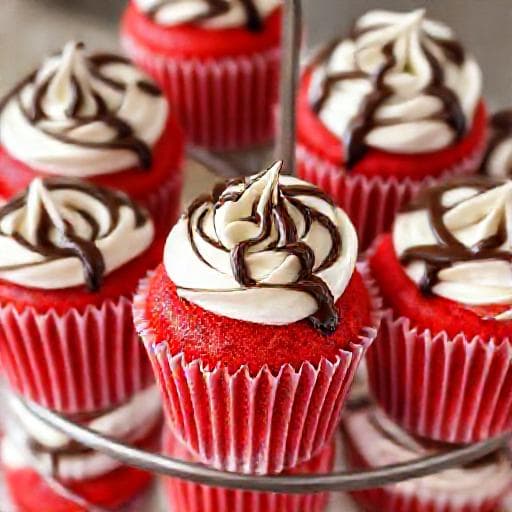 Rød Fløyelskake Cupcakes med Melkesjokolade