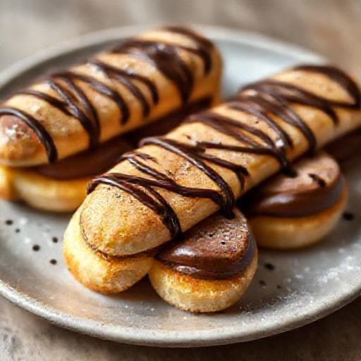 Raske Eclairs med Ferdig Kakebunn og Sjokoladepudding