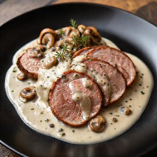 Kalvestek med Sopp og Urtefløtesaus