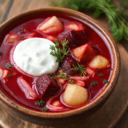 Rødbetsuppe med Rømme og Urter (Ukrainsk Inspirert)