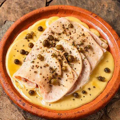 Vitello Tonnato med Ansjos- og Kaperskrem