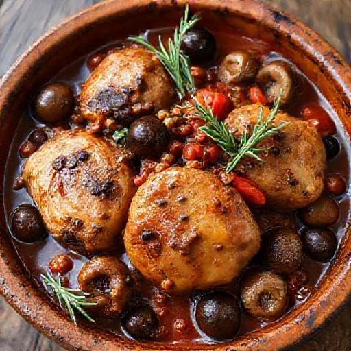 Kylling Cacciatore med Sopp og Oliven