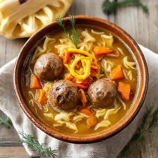 Kålsuppe med Kjøttboller og Sennep