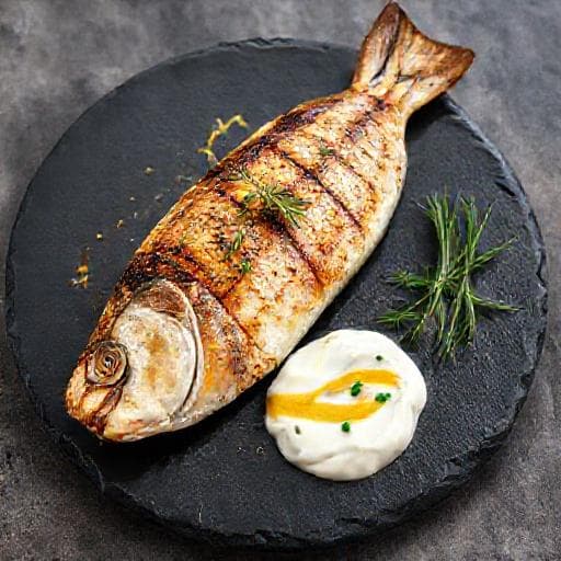 Grillet Fjellørret med Brunet Smør og Rømmesaus