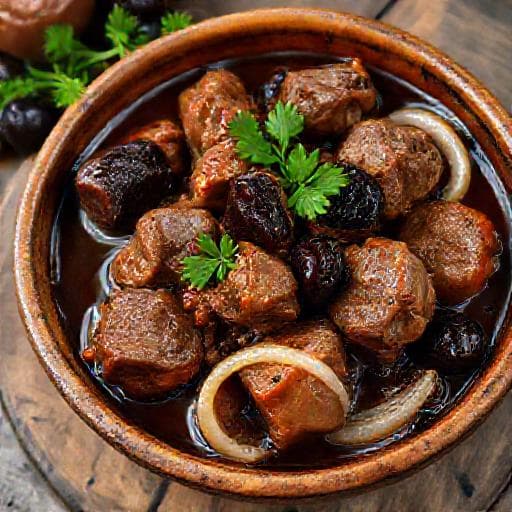 Тушкована баранина з чорносливом (Класичний рецепт)