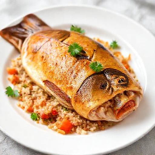 Короп, фарширований овочами та рисом (Швидкий варіант)