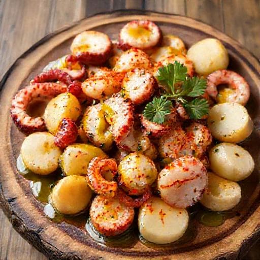 Восьминіг із картоплею по-галісійськи (Pulpo a la Gallega)