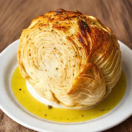 Капуста, запечена цілою з часником та травами (швидкий варіант)
