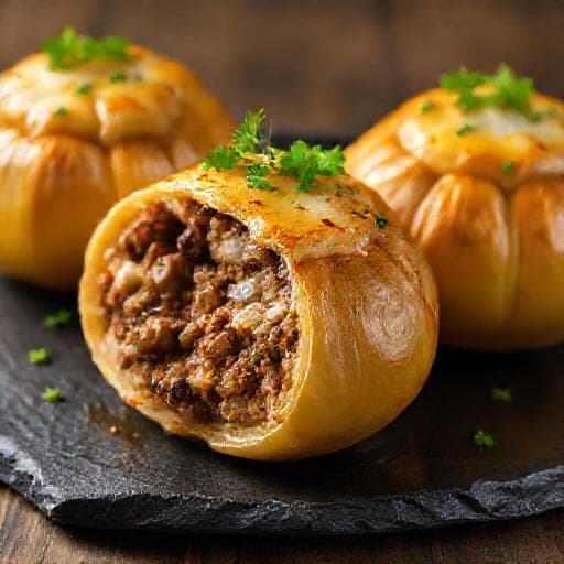 Цибуля, фарширована м’ясом та грибами (Регіональний акцент)
