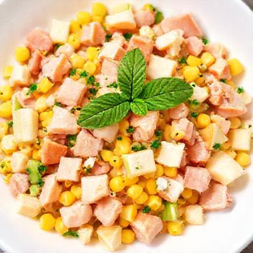 Салат із шинкою, кукурудзою та яблуком