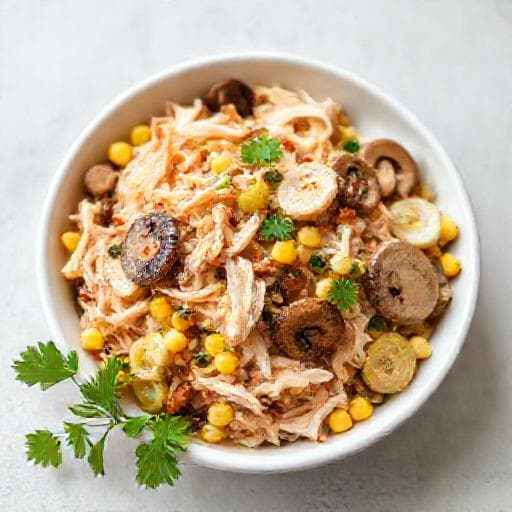 Швидкий салат із копченою куркою та грибами
