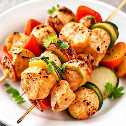 Сувлакі з Куркою та Овочами на Шпажках