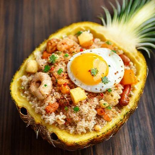 Насі-горенг з морепродуктами та ананасом