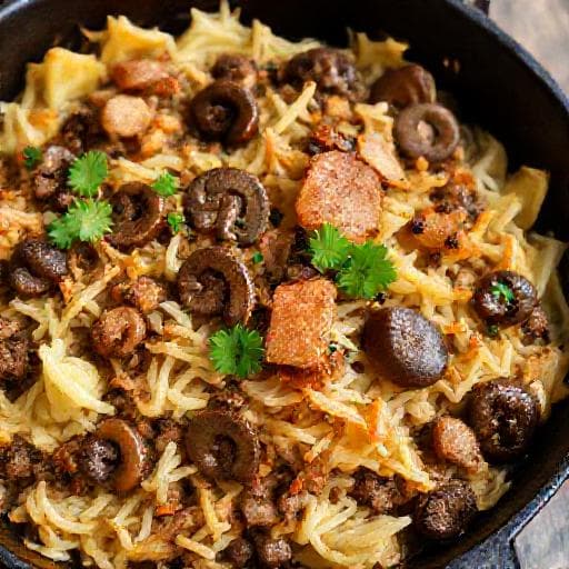 Мацик з грибами та шкварками