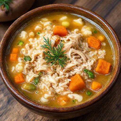 Класичний рисовий суп із куркою