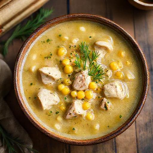Класичний кукурудзяний суп із куркою