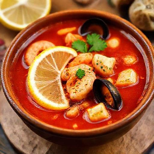 Томатний суп з морепродуктами по-іспанськи (Sopa de Mariscos)