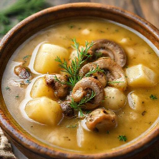 Класичний Картопляний Суп із Грибами