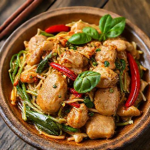 ไก่ผัดตะไคร้ทรงเครื่อง (ใส่สมุนไพร)