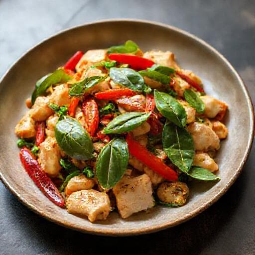 ไก่ผัดใบยี่หร่าแบบเร่งด่วน