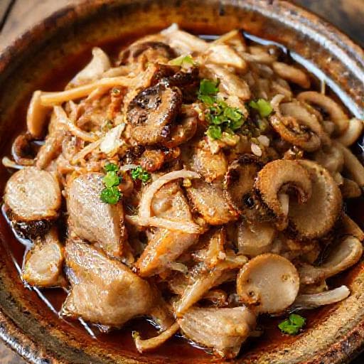 หมูผัดขิงเห็ดหอม