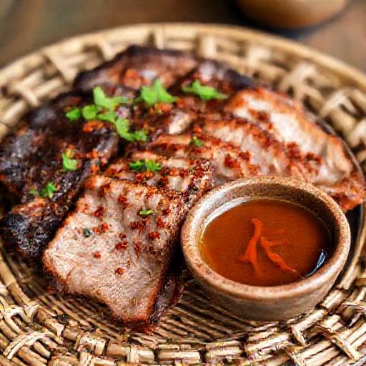 หมูย่างจิ้มแจ่วปลาร้า (สไตล์อีสาน)