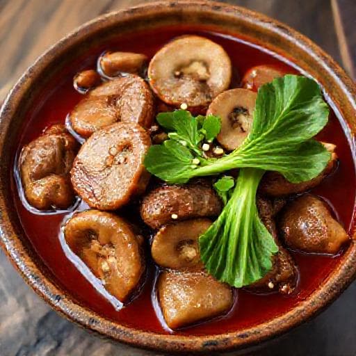 หมูตุ๋นเห็ดหอมน้ำแดง