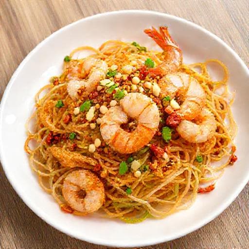 ยำผักบุ้งกรอบกุ้งสด