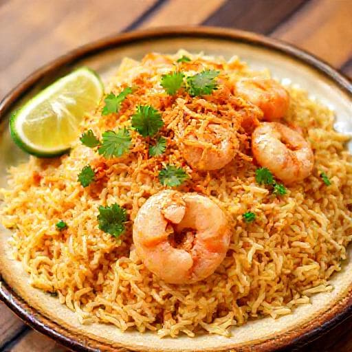 ข้าวผัดกระเทียมกุ้ง